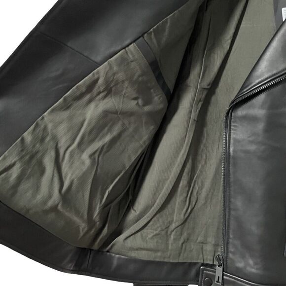 Ted Baker London Mens' Ovine Leather Biker Jacket Size L Black Biker Edgy NWT - Picture 11 of 16